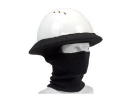 Hard Hat Full Face Tube Liner, Acrylic Rib Knit, Black