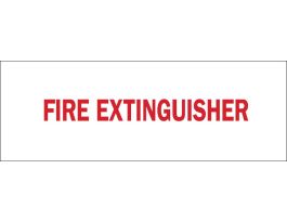 Fire Extinguisher Sign, 3.5" H x 10" W x 0.006" D, Red on White, Polyester