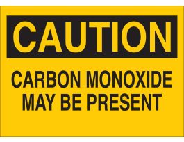 CAUTION Carbon Monoxide May Be Present Sign, 10" H x 14" W x 0.035" D, Aluminum