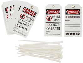Tags HANDS OFF DO NOT OPERATE SIGNED BY DATE Polyester 5.75 x 3  BK/RD/WH 25/PK