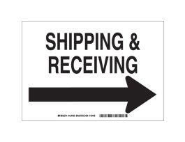 Shipping & Receiving Sign, 7" H x 10" W x 0.035" D, Aluminum, Arrow Direction: Right