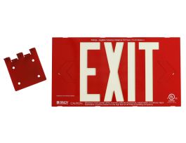 BradyGlo Exit Sign, 8.25" H x 15.25" W x 0.25" D, Double Faced Sign w/Bracket, Glow on Red