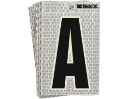 Glow in the Dark 5 in Black, Green Glow on Silver Letter A 10/PK