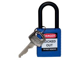 Standard Key Retaining Lockout Nylon Padlock 1.5 in Nylon Shackle KD Blue