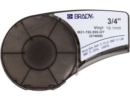 All Weather Permanent Adhesive Vinyl Label Tape with Ribbon for M210 M211 BMP21-PLUS Printers - 0.75" Black on Gray