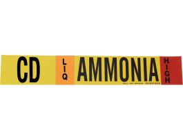 CD LIQ AMMONIA HIGH Pipe Marker, 4" H x 24" W, Fits Pipes 8" Dia. or Larger