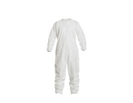 Tyvek® IsoClean® Coverall. Collar, Bound Seams and Neck. Covered Elastic Wrists and Ankles. Snaps for Aseptic Donning, 25/CS, White