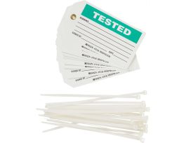 Universal Inspection Tag TESTED Heavy Duty Polyester 3x5.75 Black, GN/WH 25PK