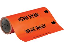 Weak Wash Pipe Marker, 30' H x 12" W, Roll of 30', Fits Pipes, 2.5" Dia. Thru 6" Dia.