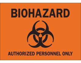 BIOHAZARD Authorized Personnel Only Sign, 10" H x 14" W x 0.1" D, Fiberglass