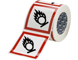 GHS Oxidizing Picto Label, 4" H x 4" W x .035" D