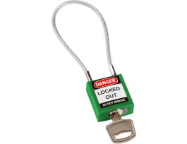 Compact Nylon Padlock 4.2 in Steel Shackle KD Green with 7.87 in Cable