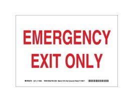 Emergency Exit Only Sign, 10" H x 14" W x 0.055" D