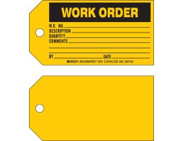 Inventory Tag WORK ORDER Paper 3 x 5.75 Black on Yellow 100/PK
