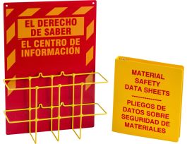 Spanish RTK Compliance Center With MSDS Binders, Backboard Color: Yellow on Red