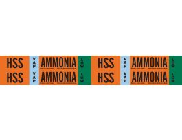 HSS VAP AMMONIA LOW Pipe Marker, 1.125" H x 7" W, Card of 4 Each, Fits Pipes 0.75" Dia. Thru 2.375" Dia.