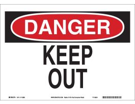 DANGER Keep Out Sign, 7" H x 10" W x 0.055" D