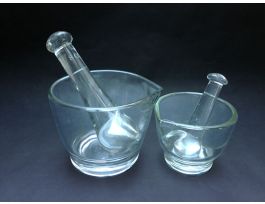 MORTAR AND PESTLE LINE SET SMOOTH GL 4OZ CS