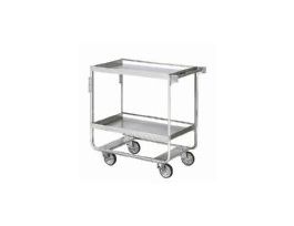 Heavy-duty SS cart with guard rails; 21" x 33", 2 shelves, 650 lb capacity