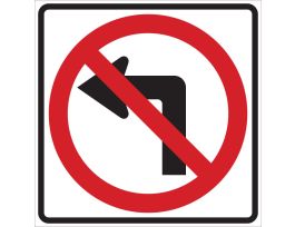 No Left Turn Sign, 24" H x 24" W x 0.090" D, Aluminum