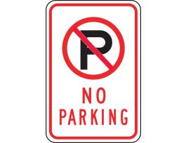 Parking Restriction Sign, No Parking (w/Graphic), 18" x 12", Engineer-Grade Prismatic, EA