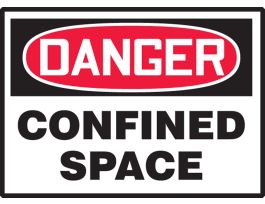 Safety Label, 3.5" x 5", DANGER CONFINED SPACE, ADHESIVE VINYL, 5/PK