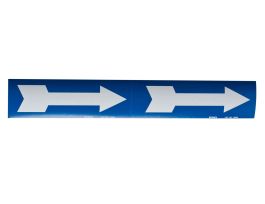 Self-Sticking Vinyl Arrow, 4" H x 12" W, White on Blue, Card of 2 Each