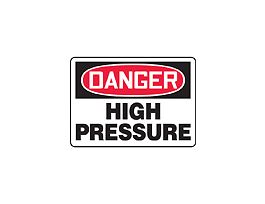 Safety Sign, Danger - High Pressure, 7" x 10", Adhesive Vinyl