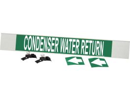 Condenser Water Return Pipe Marker, 4" H x 24" W, Fits Pipes 8" Dia. or Larger