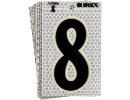 Glow in the Dark 3 in Black, Green Glow on Silver Number 8 10/PK