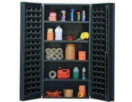 CABINET W/96 BLACK BINS STEEL 36X24X72IN