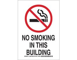 No Smoking In This Building Sign, 14" H x 10" W x 0.006" D, Polyester
