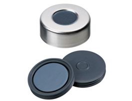 Silver Aluminum Crimp Cap, 20 mm Dia., Butyl/PTFE, Pharma-Fix  Septum w/Hole; 1000/pk
