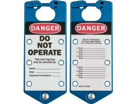 Labeled Group Lockout Hasps, Blue, Pack /5