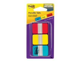 Post-it® Durable Tabs 686-RYBT, 1 in x 1.5 in Red, Yellow, Blue 24 each/cs