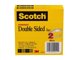 Scotch® Double Sided Tape 665-2P12-36, Variable Width x 1296 in 2 pk