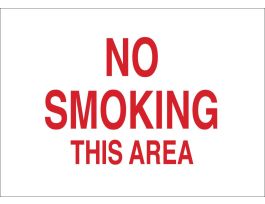 No Smoking This Area Sign, 10" H x 14" W x 0.1" D, Fiberglass