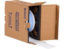 PermaSleeve Heat Shrink Wire and Cable Labels 3/16" Dia for 3" Core Printers - 0.67" White Single-Sided