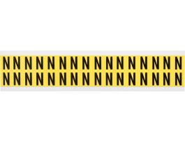 Repositionable Vinyl 0.625 in Black on Yellow, Letters N Card of 32 Labels