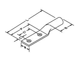 3M™ Scotchlok™ Copper Two Hole Long Barrel Lug 31141, up to 35 kV, 3/0 AWG, Orange, 10/Case