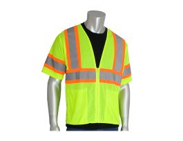 Class 3 Mesh Vest, 2 pockets, Zipper Closure, Two Tone Tape