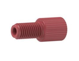 Flangeless Male Nut, Standard Knurl, Red Acetal, 1/16" OD Tubing, 1/4-28 Flat-Bottom; 10/PK