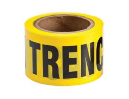 Standard Barricade Tape Roll -  Polyethylene, CAUTION OPEN TRENCH, Black on Yellow, 3"  x 200'
