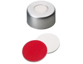 Silver Aluminum Crimp Cap, 11 mm Dia., Silicone/PTFE Septum; 1000/pk