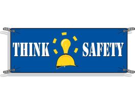 Think Safety Sign, 4' H x 10' W x 0.055" D, Polyethylene