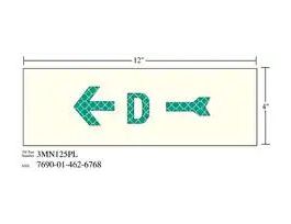 3M™ Photoluminescent Film 6900, Shipboard Sign 3MN121PL, 24 in x 8 in, D with Left Arrow, 10/Package