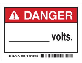 DANGER  VOLTS Labels, Pack of 5 Labels