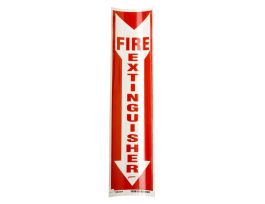 BradyGlo fire Extinguisher Sign, 14" H x 4" W x 0.008" D, Red on Glow, Polyester