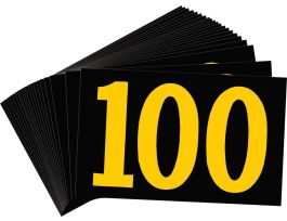 BradyLite 2.5 in Reflective Numbers Yellow on Black, 100 25/PK