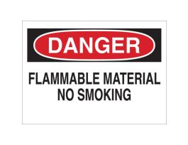 DANGER Flammable Material No Smoking Sign, 7" H x 10" W x 0.035" D, Aluminum